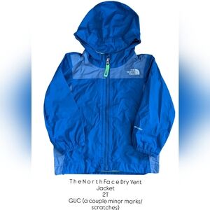 The North Face Kids Blue Dryvent Hooded Lightweight Jacket 2T